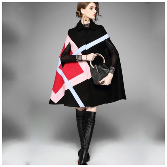 Cashmere Blend Abstract Cape - Picture 2 of 6
